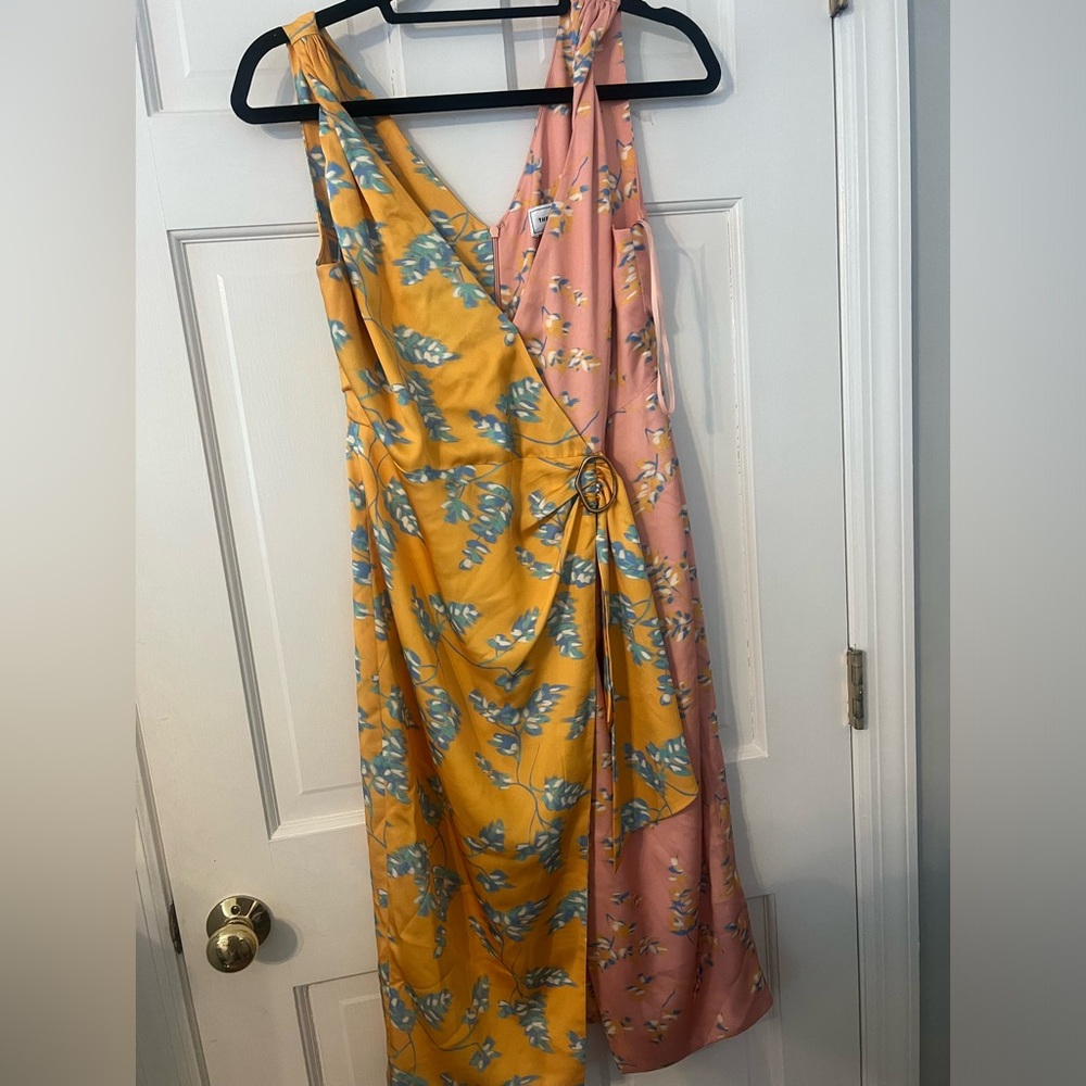 Designer satin wrap dress